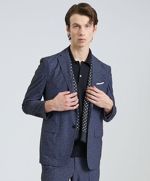 DESIGNWORKS / デザインワークス テーラードジャケット | 【セットアップ対応】ナイロントリコット ダブルプリント ジャケット / ストレッ（ネイビー）