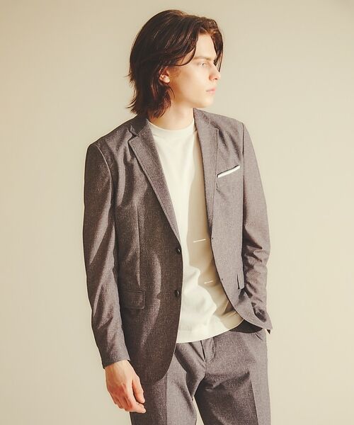 DESIGNWORKS / デザインワークス テーラードジャケット | 【セットアップ対応】ナイロントリコット ダブルプリント ジャケット / ストレッ（グレー）