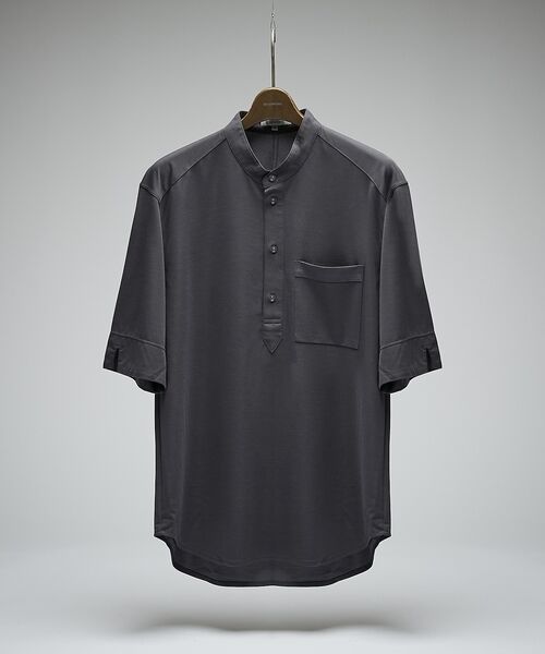 DESIGNWORKS / デザインワークス Tシャツ | シルクブレンド スタンドカラーヘンリーシャツ / Tシャツ / 5分袖 | 詳細3