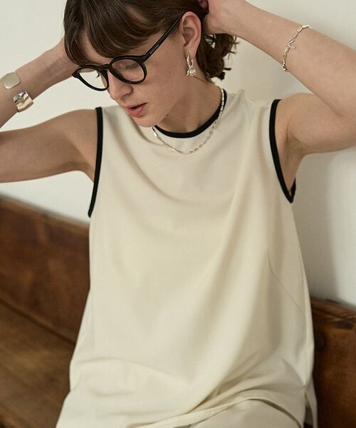 DESIGNWORKS / デザインワークス シャツ・ブラウス | 【セットアップ対応】クールタッチバイカラーノースリーブブラウス【予約】（アイボリー）