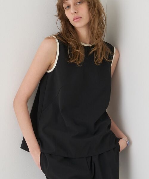 DESIGNWORKS / デザインワークス シャツ・ブラウス | 【セットアップ対応】クールタッチバイカラーノースリーブブラウス【予約】（ブラック）