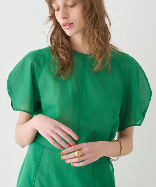 DESIGNWORKS / デザインワークス シャツ・ブラウス | 【セットアップ対応】シアーコットンオーガンジーブラウス【予約】（グリーン）