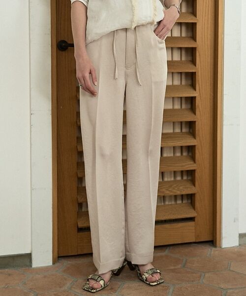 DESIGNWORKS / デザインワークス パンツ | ヴィンテージサテンセンタープレスイージーパンツ【予約】（ベージュ）