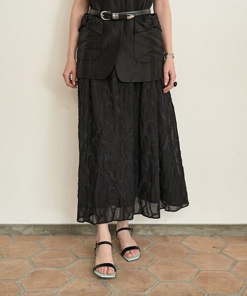 DESIGNWORKS / デザインワークス ロング・マキシ丈スカート | アブストラクトカットジャガードスカート【予約】（ブラック）