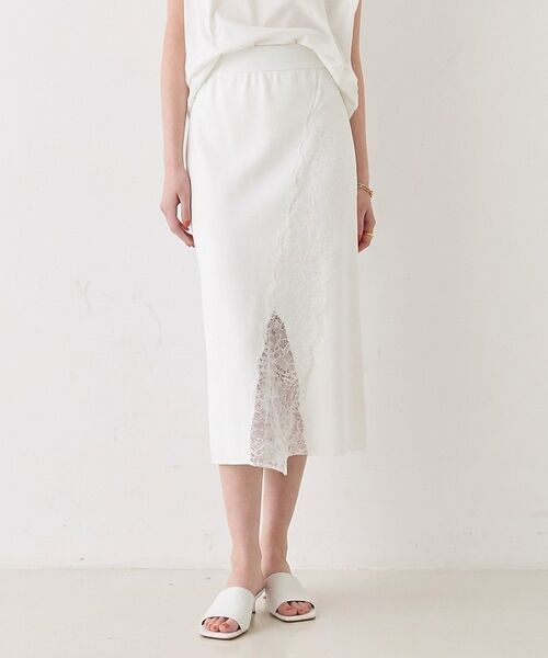 DESIGNWORKS / デザインワークス ミニ・ひざ丈スカート | 【セットアップ対応】16ゲージミラノリブレーススカート【予約】（ホワイト）