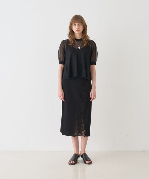 DESIGNWORKS / デザインワークス ミニ・ひざ丈スカート | 【セットアップ対応】16ゲージミラノリブレーススカート【予約】 | 詳細14