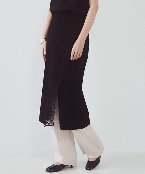 DESIGNWORKS / デザインワークス ミニ・ひざ丈スカート | 【セットアップ対応】16ゲージミラノリブレーススカート【予約】（ブラック）