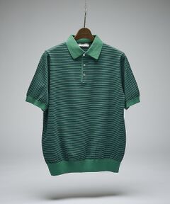 【Tutto / トゥット】ストライプ ハイゲージ サマーニット クレリックポロ