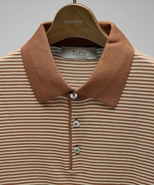 DESIGNWORKS / デザインワークス ポロシャツ | 【Tutto / トゥット】ストライプ ハイゲージ サマーニット クレリックポロ | 詳細5