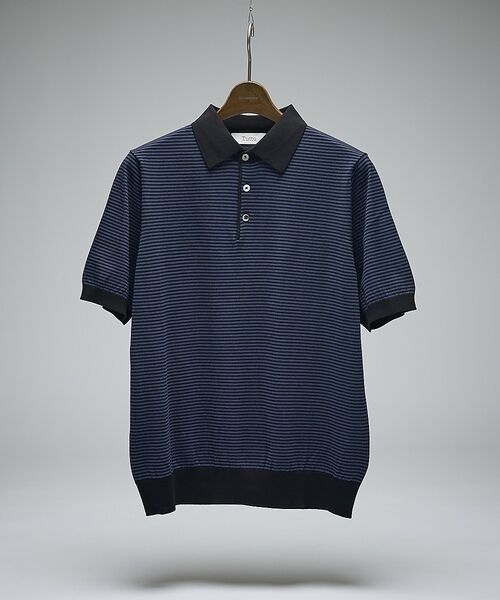 DESIGNWORKS / デザインワークス ポロシャツ | 【Tutto / トゥット】ストライプ ハイゲージ サマーニット クレリックポロ（ブラック系その他1）
