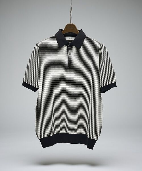 DESIGNWORKS / デザインワークス ポロシャツ | 【Tutto / トゥット】ストライプ ハイゲージ サマーニット クレリックポロ（ブラック系その他2）