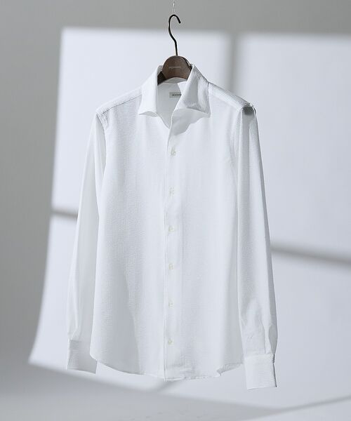 DESIGNWORKS / デザインワークス シャツ・ブラウス | 【DotAir】2WAY サッカー長袖シャツ / 軽量 / 防シワ / 吸水速乾（ホワイト）