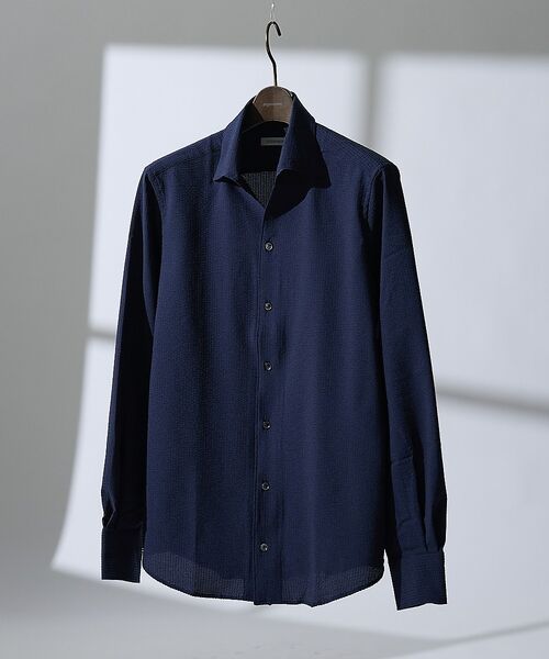 DESIGNWORKS / デザインワークス シャツ・ブラウス | 【DotAir】2WAY サッカー長袖シャツ / 軽量 / 防シワ / 吸水速乾（ネイビー）