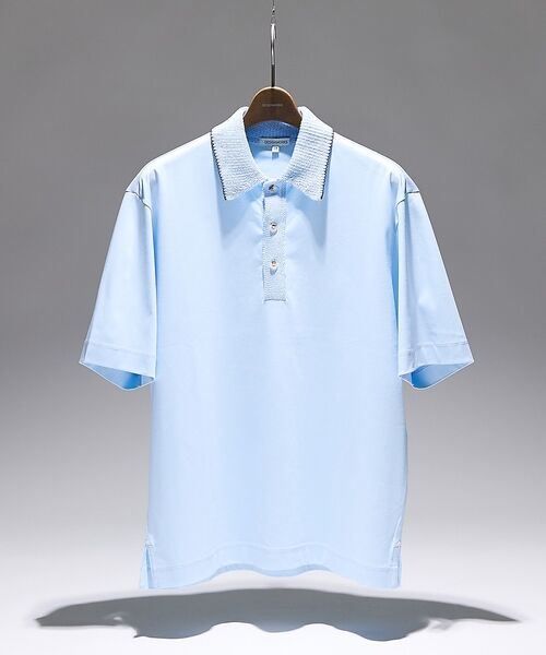 DESIGNWORKS / デザインワークス ポロシャツ | クールスムース ニット襟ポロシャツ【予約】（サックスブルー）