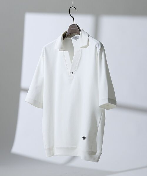 DESIGNWORKS / デザインワークス ポロシャツ | 【接触冷感 / COVEROSS(R) 】スキッパーポロシャツ / セットアップ（ホワイト）