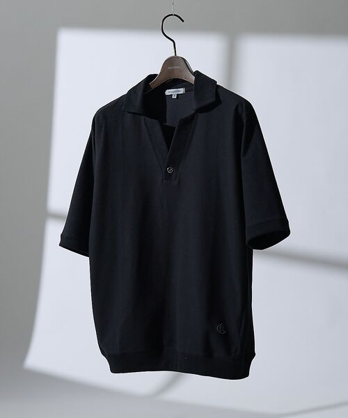 DESIGNWORKS / デザインワークス ポロシャツ | 【接触冷感 / COVEROSS(R) 】スキッパーポロシャツ / セットアップ（ブラック）