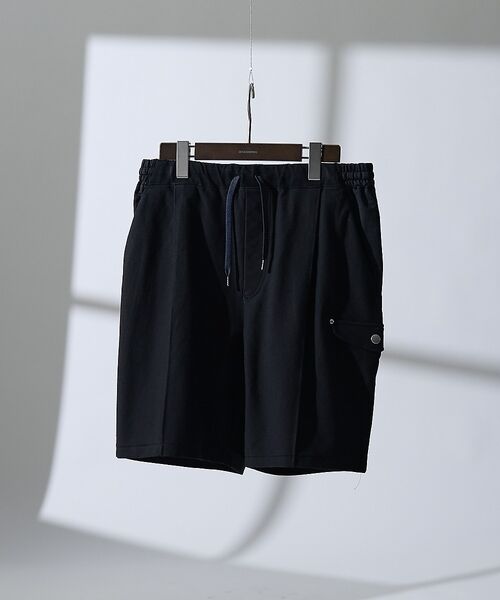 DESIGNWORKS / デザインワークス ショート・ハーフ・半端丈パンツ | 【接触冷感 / COVEROSS(R) 】ミリタリーピンタックショーツ / セッ（ブラック）