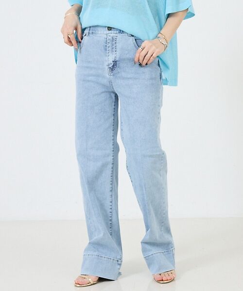 DESIGNWORKS / デザインワークス デニムパンツ | ハイウエストフレアストレッチデニム（ライトブルー）