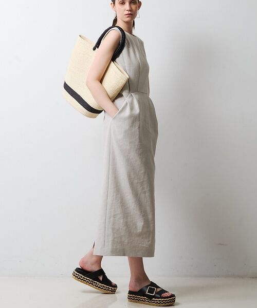 DESIGNWORKS / デザインワークス ワンピース | リネン混ストレートワンピース【予約】（ベージュ）