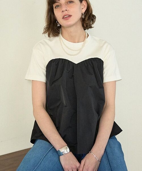 DESIGNWORKS / デザインワークス Tシャツ | コンビタフタビスチェTシャツ【予約】（ホワイト）