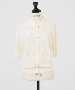 DESIGNWORKS / デザインワークス カーディガン・ボレロ | レース編みショートスリーブポロカーディガン【予約】