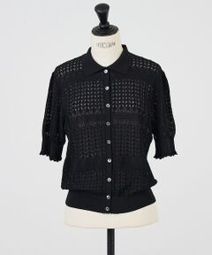 DESIGNWORKS / デザインワークス カーディガン・ボレロ | レース編みショートスリーブポロカーディガン【予約】
