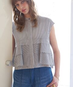 DESIGNWORKS / デザインワークス シャツ・ブラウス | コットンストライプフリルペプラムブラウス【予約】