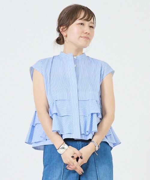 DESIGNWORKS / デザインワークス シャツ・ブラウス | コットンストライプフリルペプラムブラウス【予約】 | 詳細2