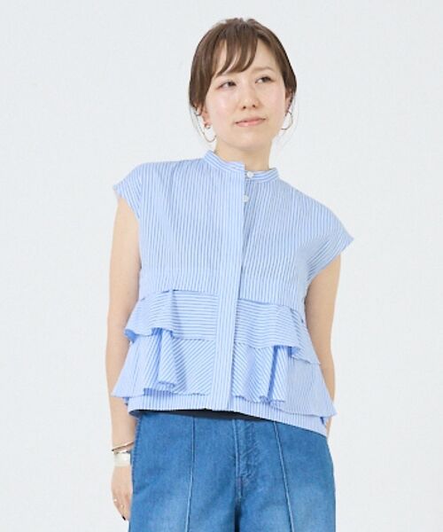 DESIGNWORKS / デザインワークス シャツ・ブラウス | コットンストライプフリルペプラムブラウス【予約】 | 詳細3