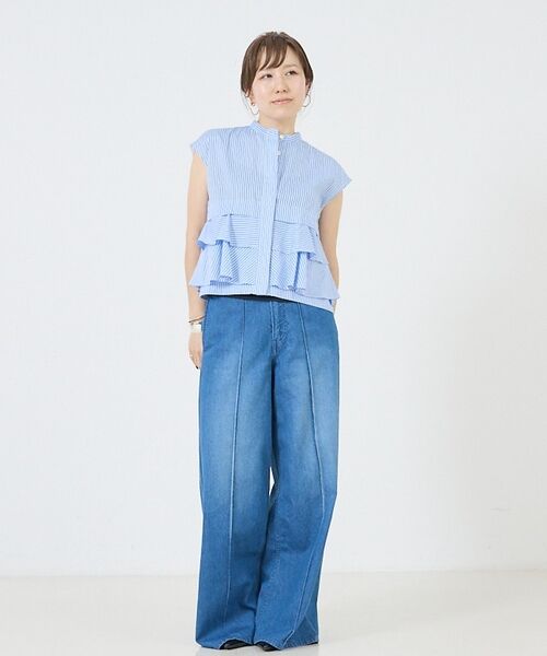 DESIGNWORKS / デザインワークス シャツ・ブラウス | コットンストライプフリルペプラムブラウス【予約】 | 詳細4