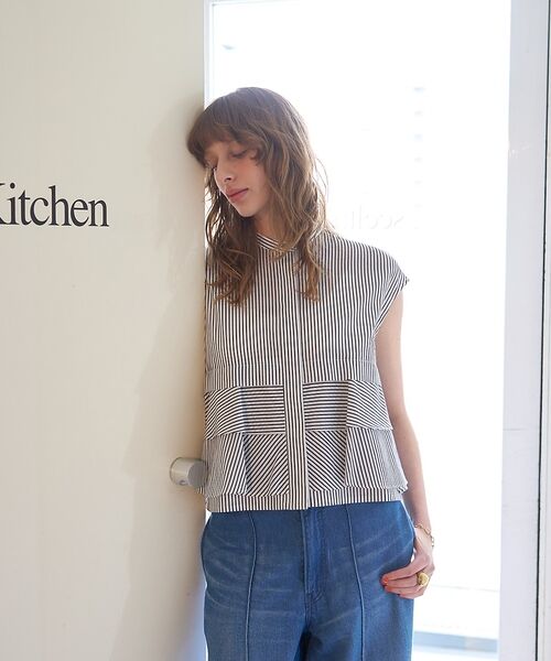 DESIGNWORKS / デザインワークス シャツ・ブラウス | コットンストライプフリルペプラムブラウス【予約】 | 詳細10