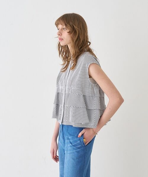 DESIGNWORKS / デザインワークス シャツ・ブラウス | コットンストライプフリルペプラムブラウス【予約】 | 詳細11