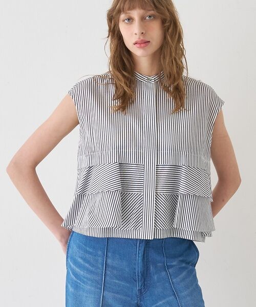 DESIGNWORKS / デザインワークス シャツ・ブラウス | コットンストライプフリルペプラムブラウス【予約】 | 詳細12