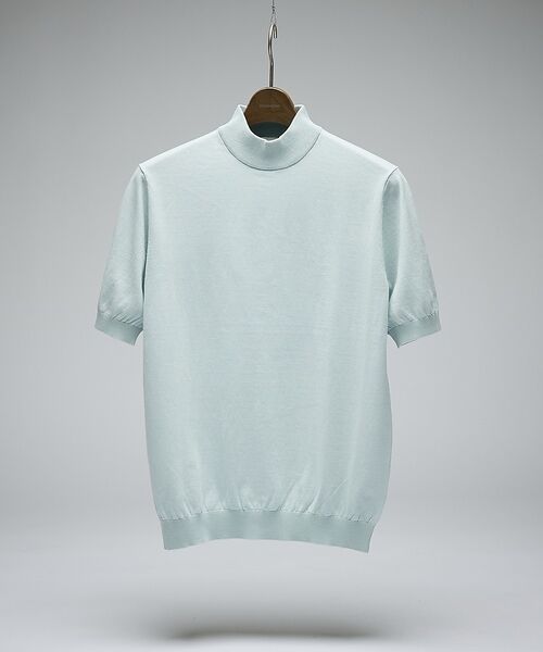 DESIGNWORKS / デザインワークス ニット・セーター | 【Tutto / トゥット】コットンニット モックネックTシャツ（ライトブルー）