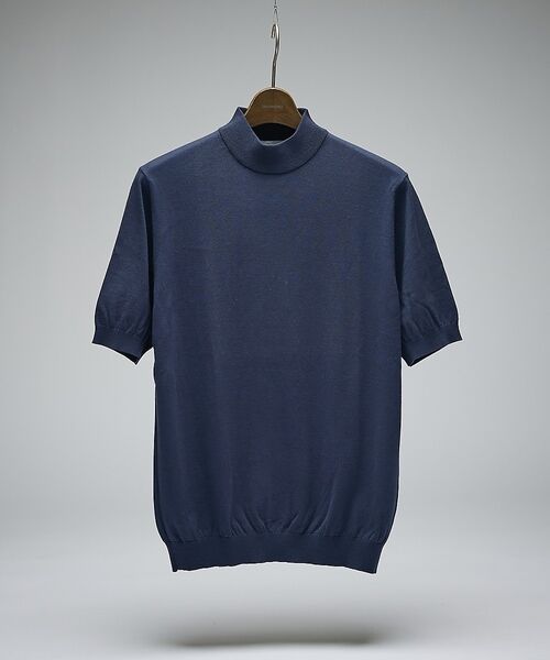 DESIGNWORKS / デザインワークス ニット・セーター | 【Tutto / トゥット】コットンニット モックネックTシャツ（ネイビー）
