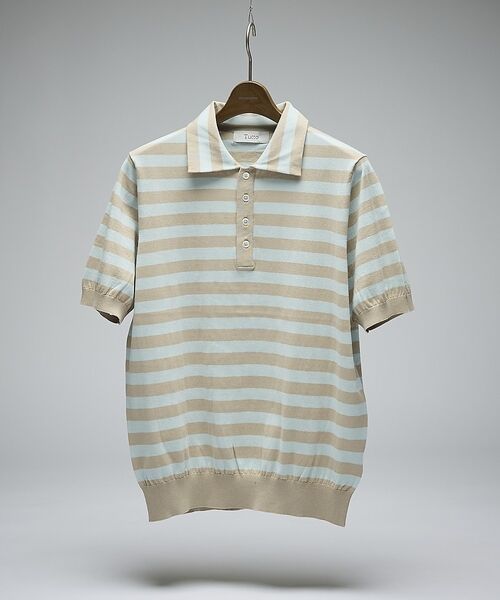 DESIGNWORKS / デザインワークス ポロシャツ | 【Tutto / トゥット】ストライプ 半袖ポロシャツ / STRIPE POL（ベージュ系その他1）