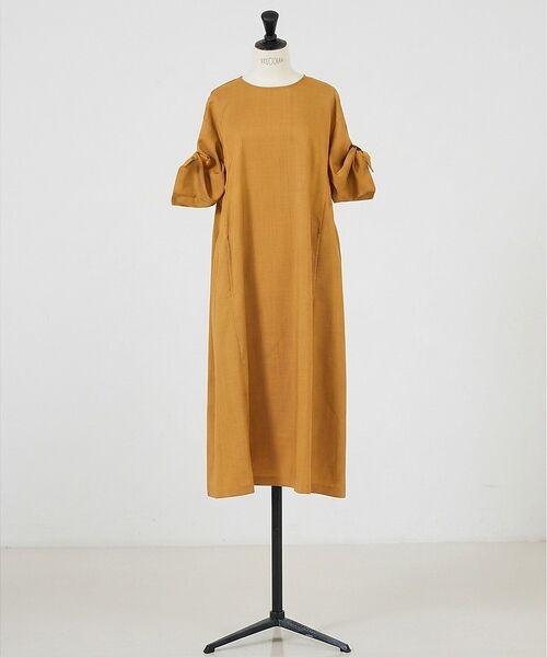 DESIGNWORKS / デザインワークス ワンピース | 【一部店舗限定】リネン調袖リボンワンピース（マスタード）