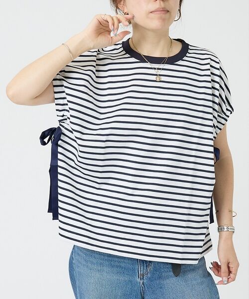 DESIGNWORKS / デザインワークス Tシャツ | 【一部店舗限定】サイドリボンボーダーTシャツ | 詳細1