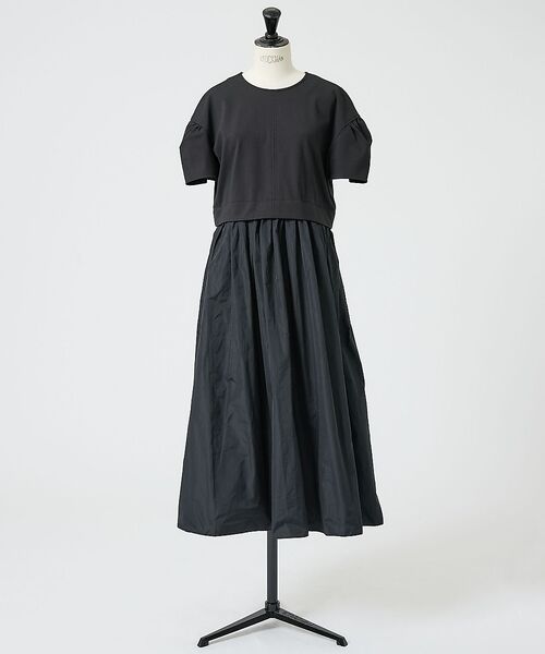DESIGNWORKS / デザインワークス ワンピース | タックスリーブタフタドッキングワンピース（ブラック）