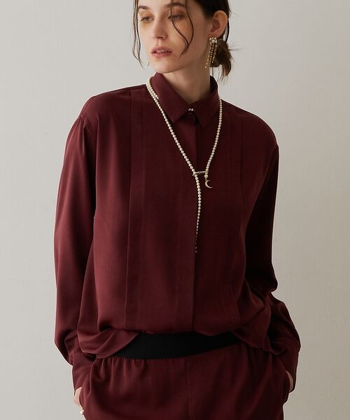 DESIGNWORKS / デザインワークス シャツ・ブラウス | 【セットアップ対応】フィブリルサテン比翼シャツ【予約】（ボルドー）