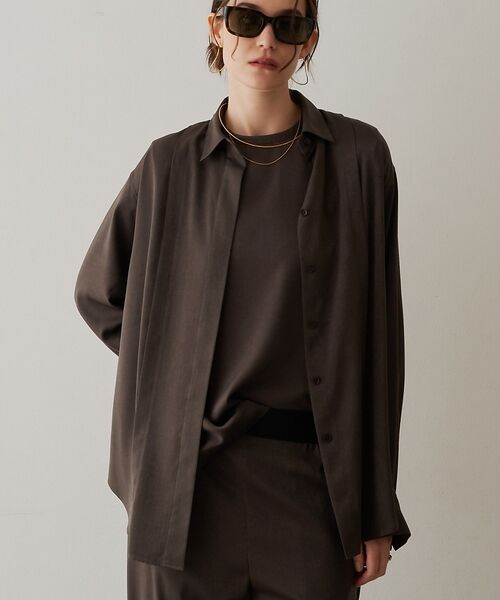DESIGNWORKS / デザインワークス シャツ・ブラウス | 【セットアップ対応】フィブリルサテン比翼シャツ【予約】（スミクロ）