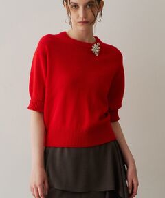 DESIGNWORKS / デザインワークス ニット・セーター | カシミア混ブローチ付きハーフスリーブニット【予約】