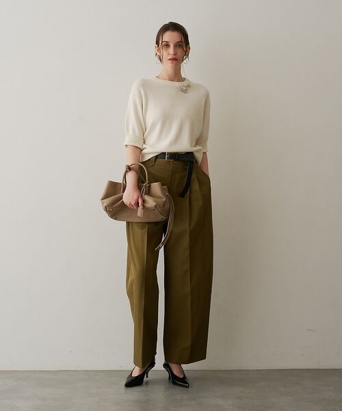 DESIGNWORKS / デザインワークス ニット・セーター | カシミア混ブローチ付きハーフスリーブニット【予約】 | 詳細10