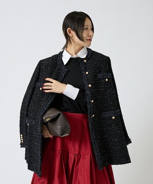 DESIGNWORKS / デザインワークス ニット・セーター | 襟付ニットパワーショルダープルオーバー【予約】 | 詳細21