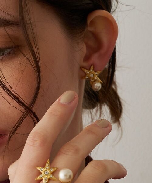 DESIGNWORKS / デザインワークス ピアス・イヤリング | 【ADER.bijoux/アデルビジュー】 MOON&STAR pearl ea | 詳細1