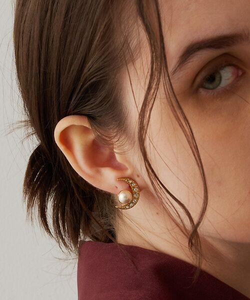 DESIGNWORKS / デザインワークス ピアス・イヤリング | 【ADER.bijoux/アデルビジュー】 MOON&STAR pearl ea（ゴールド）