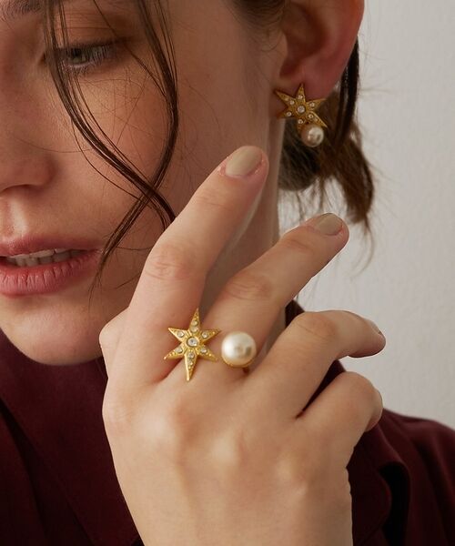 DESIGNWORKS / デザインワークス リング | 【ADER.bijoux/アデルビジュー】 MOON&STAR pearl ea（ゴールド）