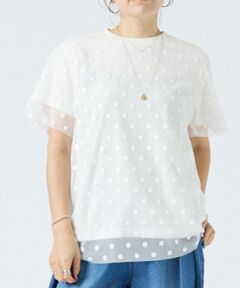 DESIGNWORKS / デザインワークス Tシャツ | ドットチュールレイヤードTブラウス