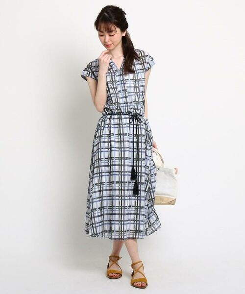 セール 洗える ウエウストゴム ロープベルトマルチチェックワンピース ミニ丈 ひざ丈ワンピース Dessin デッサン ファッション通販 タカシマヤファッションスクエア
