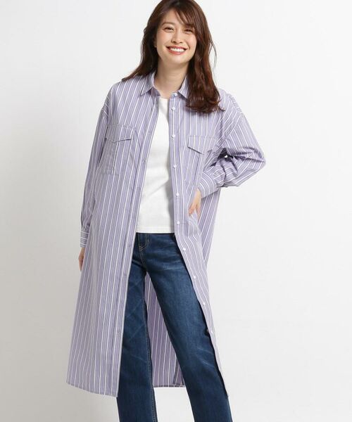 セール S Lサイズあり 洗える タイプライターマルチストライプシャツワンピース ミニ丈 ひざ丈ワンピース Dessin デッサン ファッション通販 タカシマヤファッションスクエア